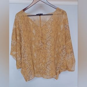 Dana Buchman Women's Snakeskin Brown Yellow Poncho Blouse Size M